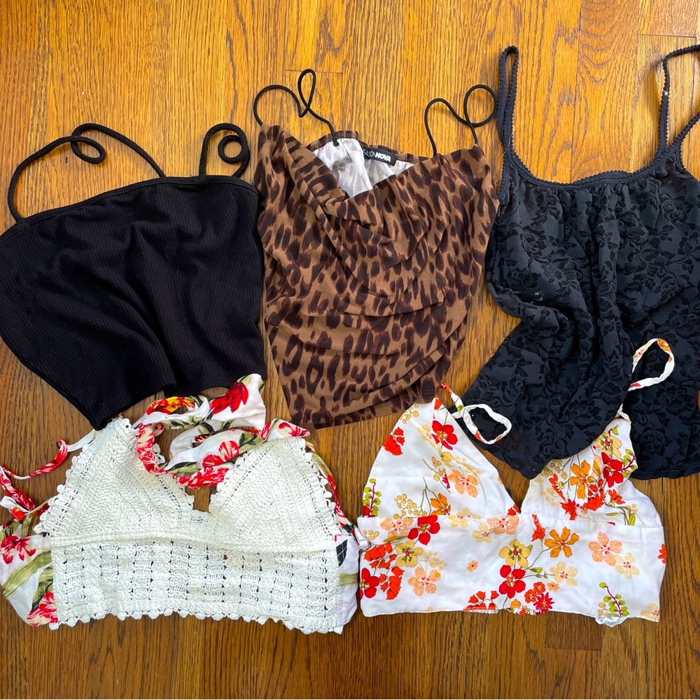BUNDLE of 5 crop tops, size small
